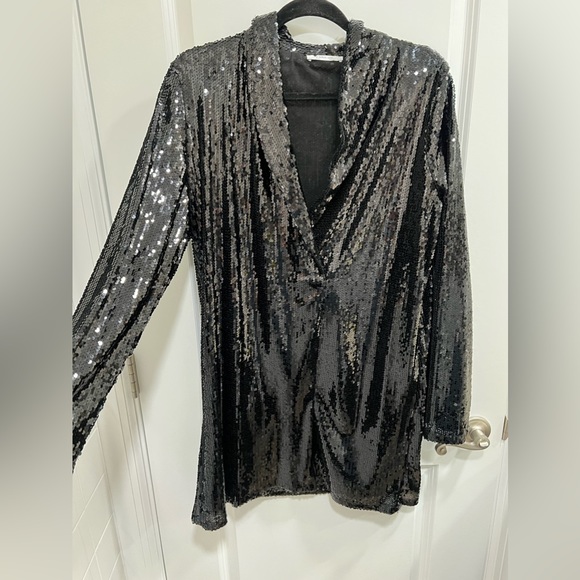 Black Sequin Dress Zara size Large - Picture 2 of 2